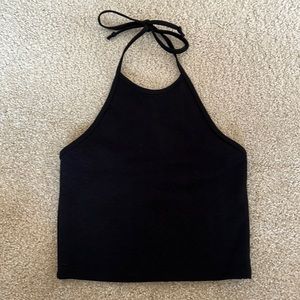 Black halter crop top, size small.